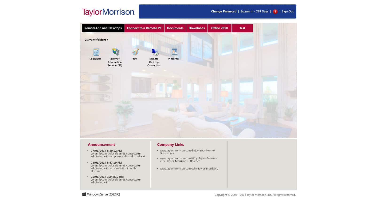 Taylor Morrison: Microsoft RD Web screenshot 3