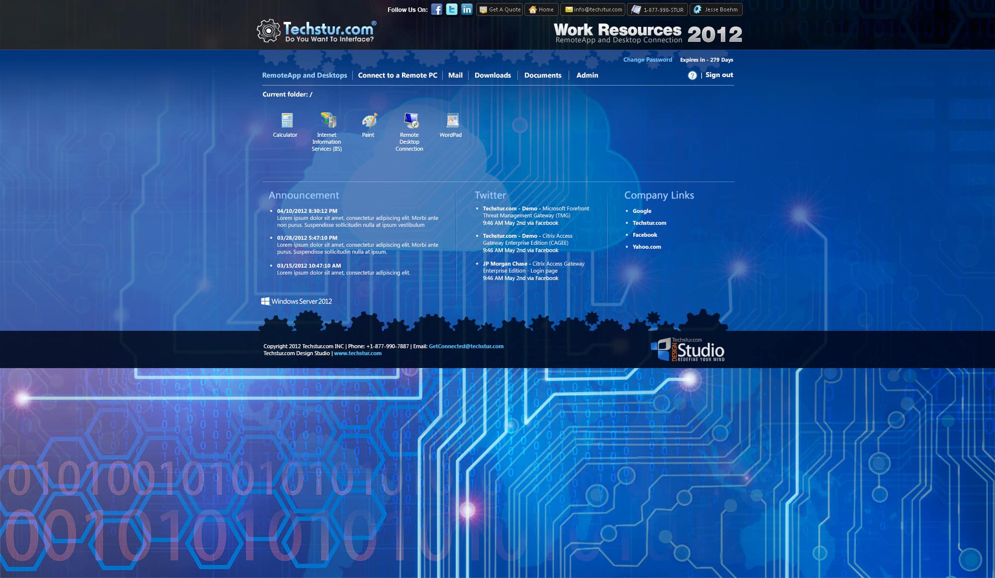 Techstur.com: RD Web 2012: Microsoft RD Web screenshot 2