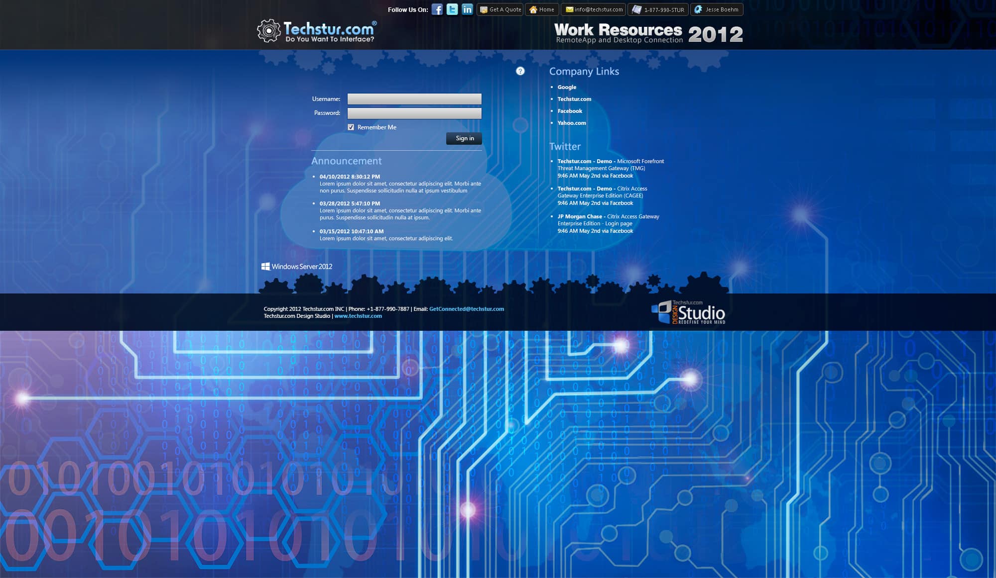Techstur.com: RD Web 2012: Microsoft RD Web login page