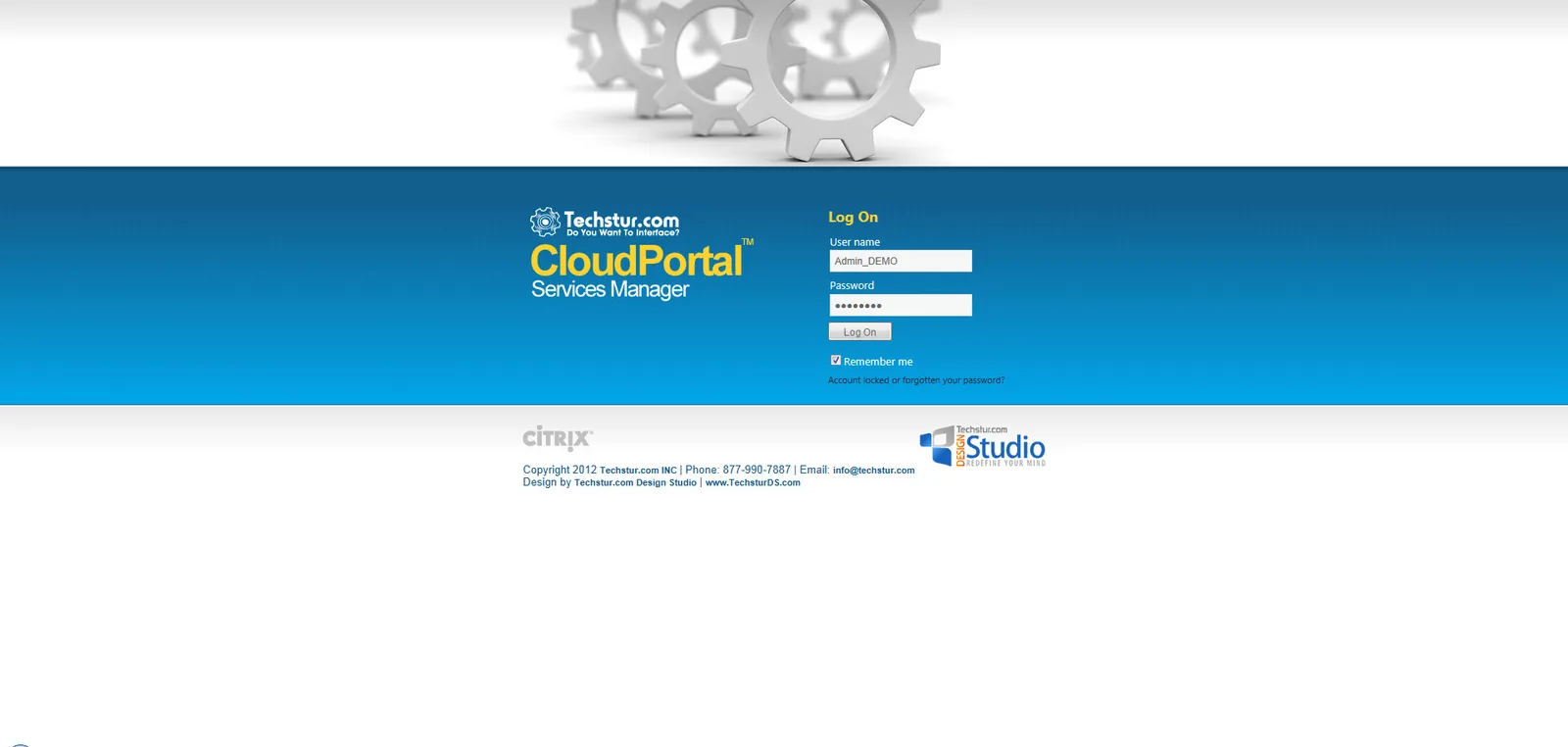 Techstur.com: Cloud Portal: Citrix Cloud Portal login page