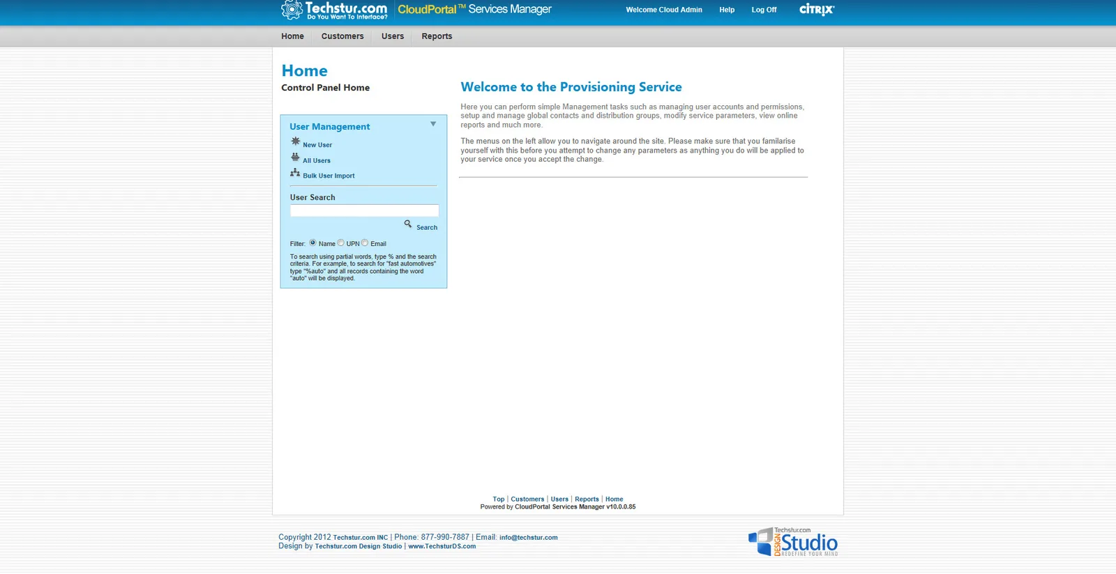 Techstur.com: Cloud Portal: Citrix Cloud Portal screenshot 2