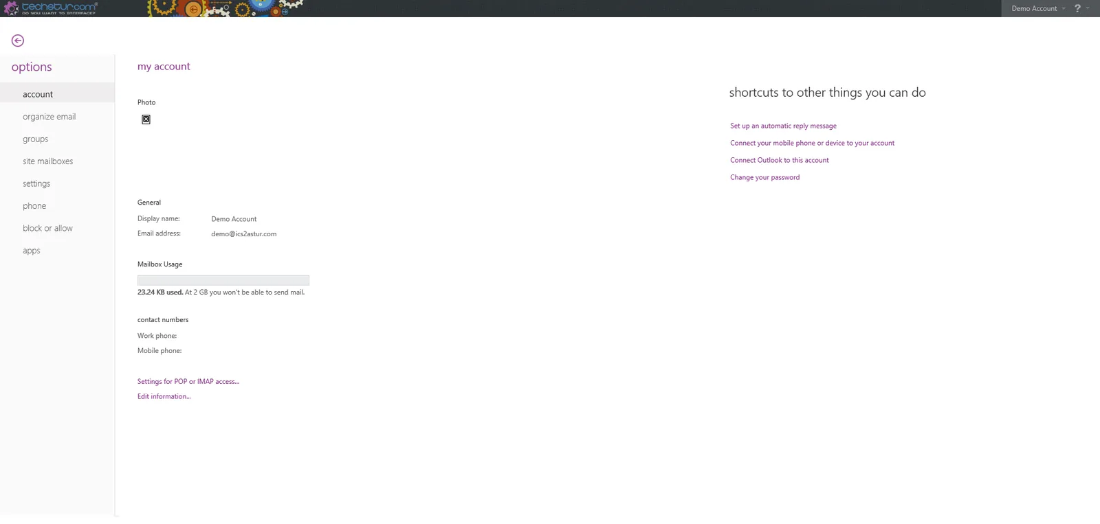 Techstur.com: OWA: Microsoft OWA screenshot 2