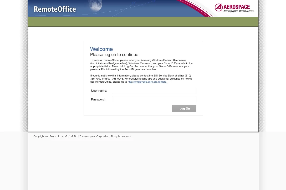 The Aerospace Corporation: NetScaler: Citrix NetScaler login page