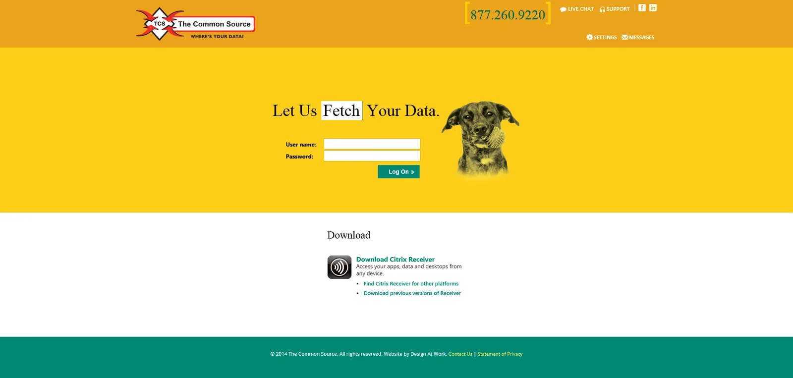 The Common Source: Web Interface: Citrix Web Interface login page