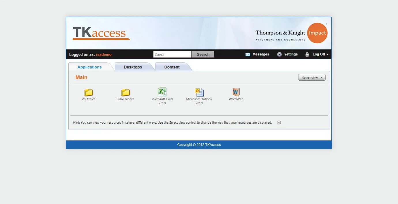 Thompson & Knight: Web Interface: Citrix Web Interface screenshot 8