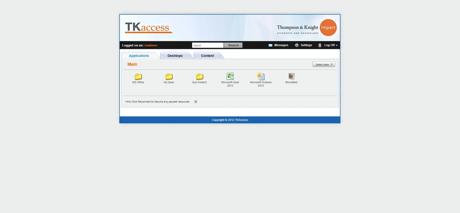 Thompson & Knight: Web Interface: Citrix Web Interface screenshot 7