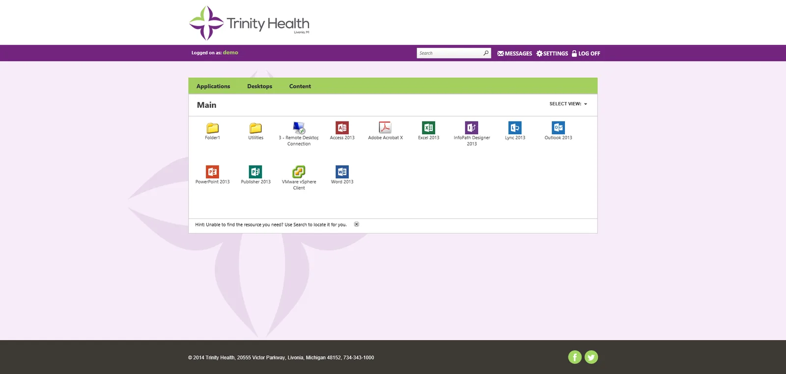 Trinity Health: Web Interface: Citrix Web Interface screenshot 2