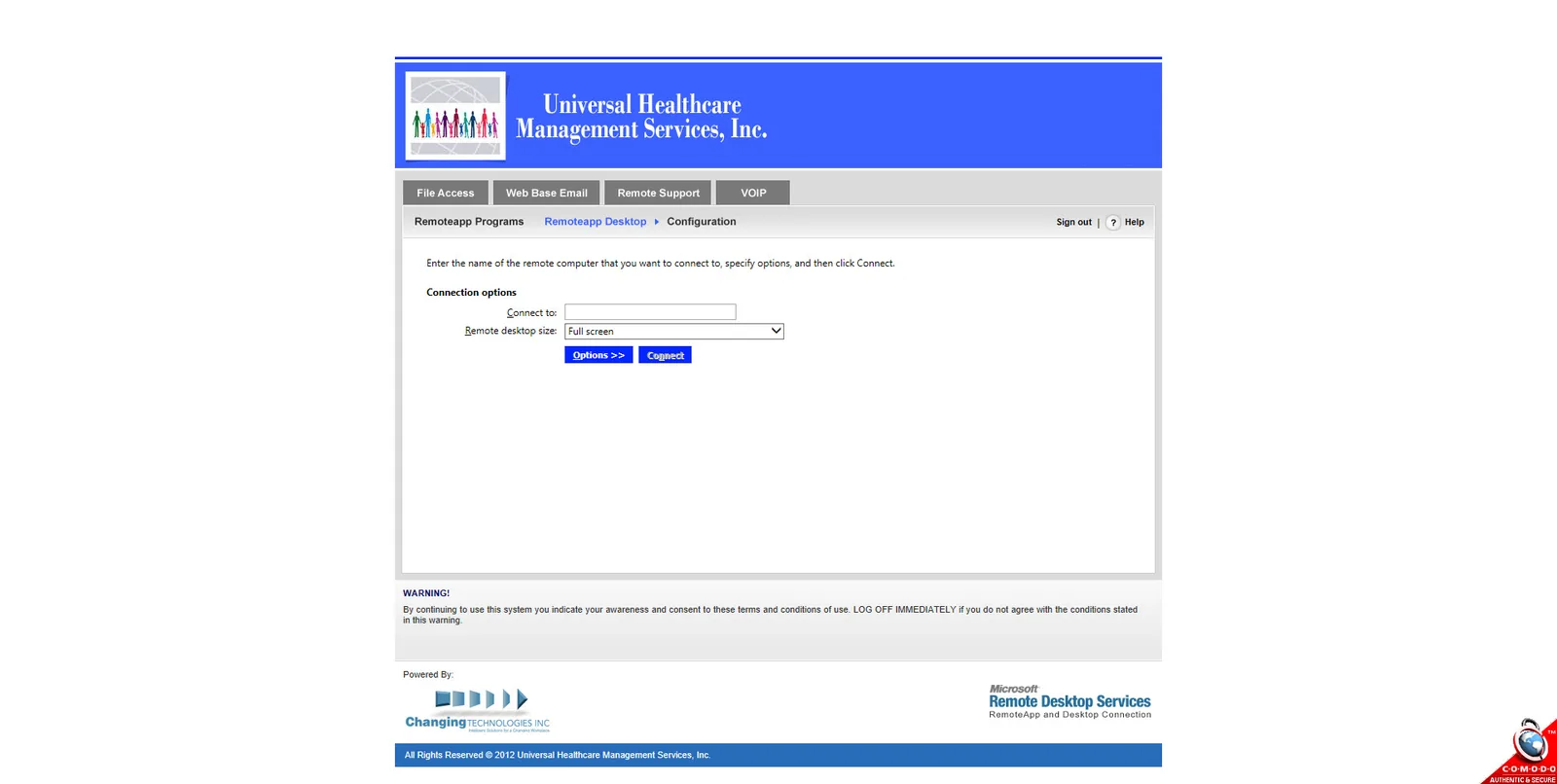 Universal Healthcare Management Services: RD Web: Microsoft RD Web screenshot 3