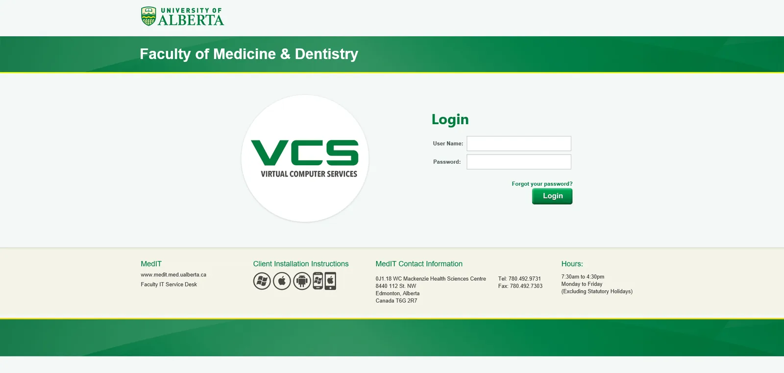 University of Alberta: NetScaler: Citrix NetScaler login page