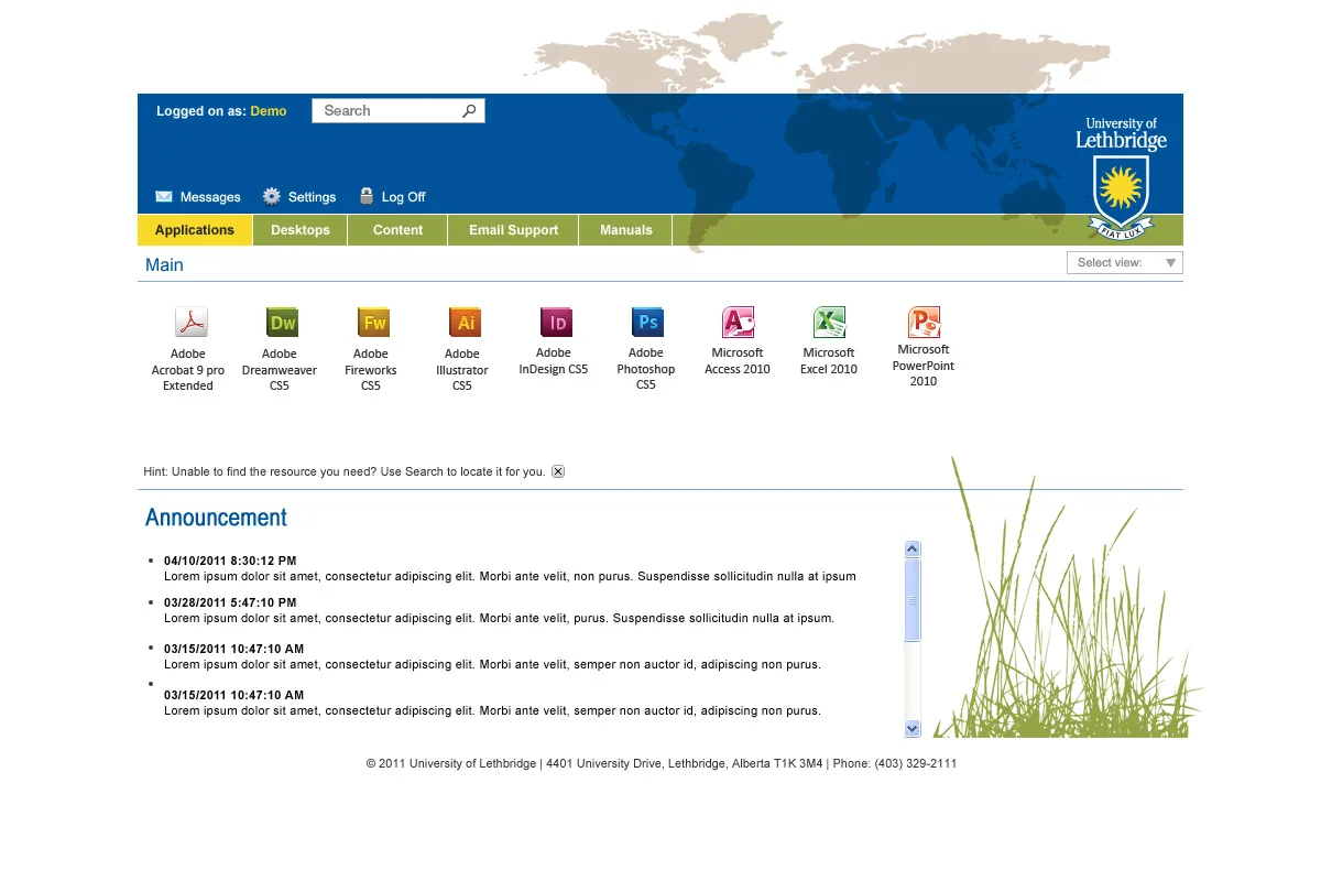 University of Lethbridge: Web Interface: Citrix Web Interface screenshot 2