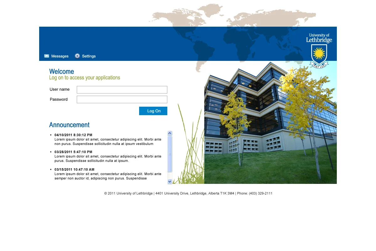 University of Lethbridge: Web Interface: Citrix Web Interface login page