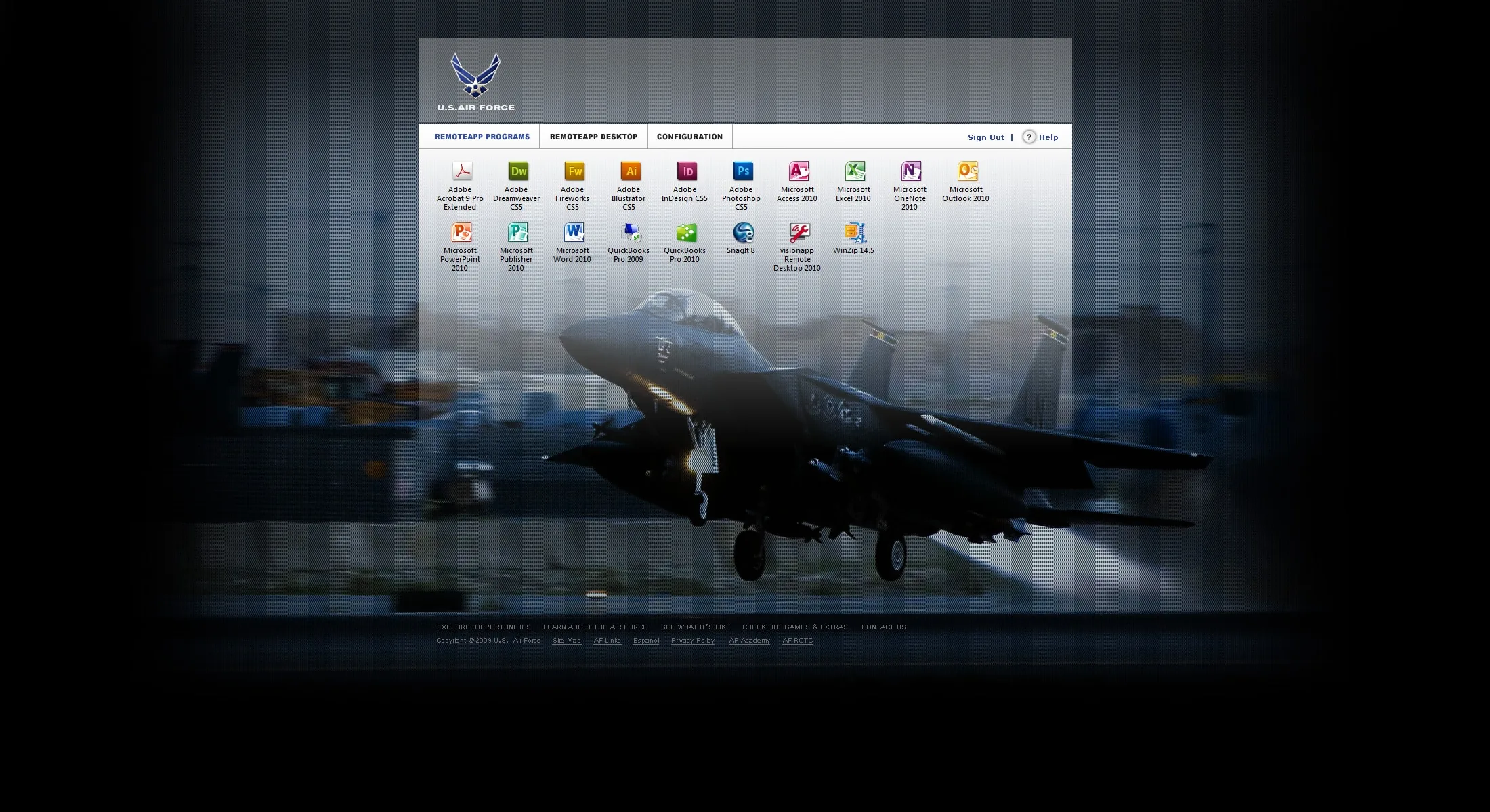 US Air Force: RD Web: Microsoft RD Web screenshot 2