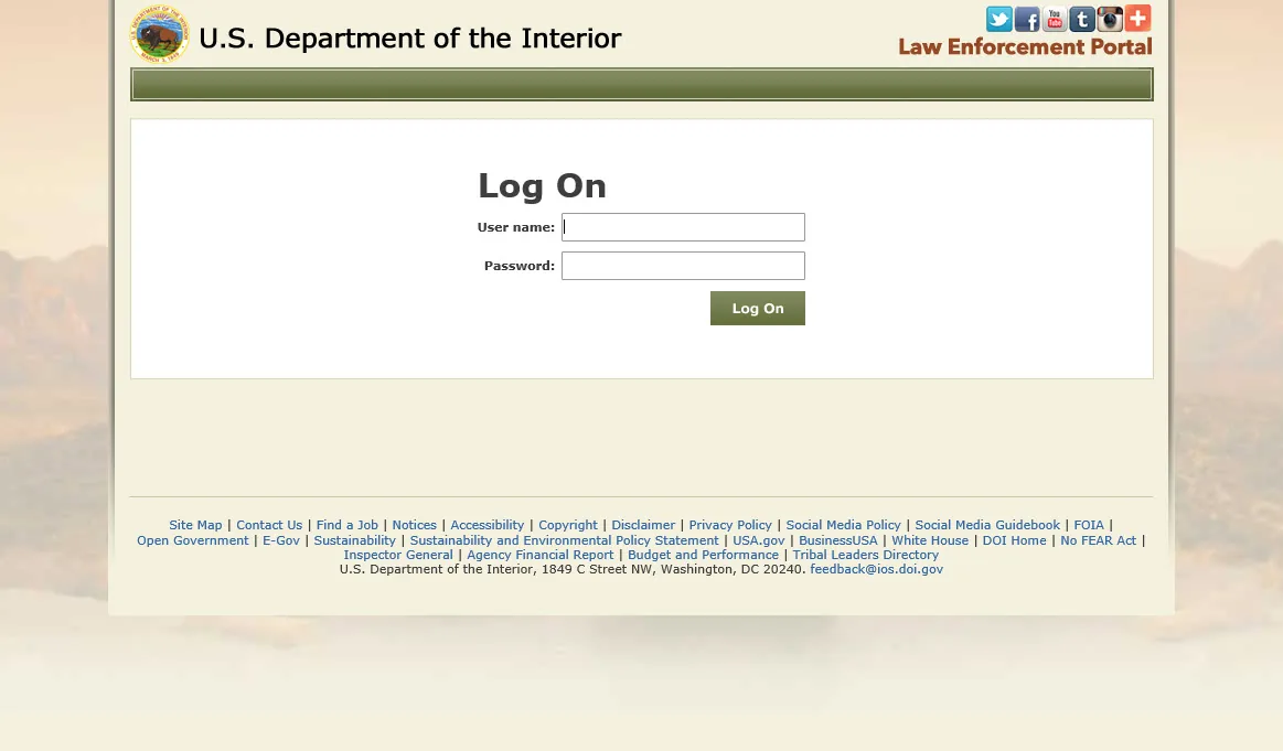 US Department of the Interior: NetScaler: Citrix NetScaler login page