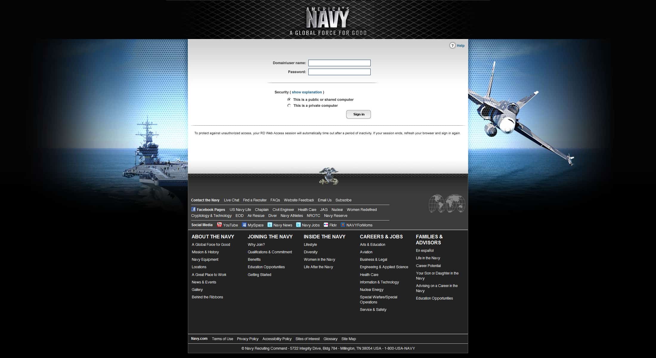 US Navy: Microsoft RD Web screenshot 3