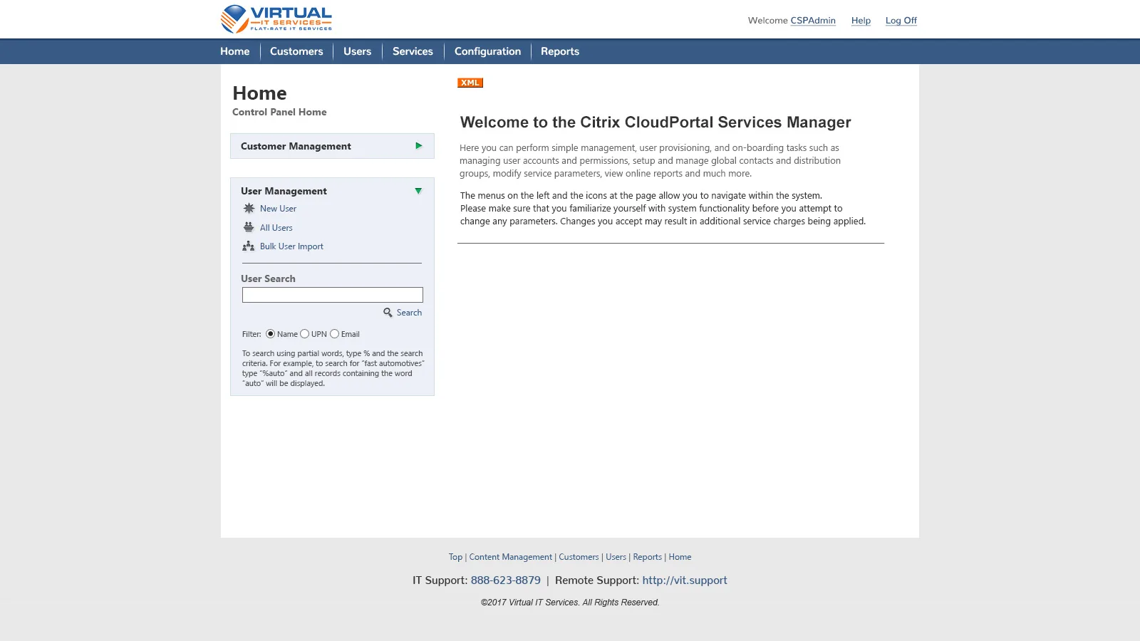 Virtual IT Services: Cloud Portal: Citrix Cloud Portal screenshot 2