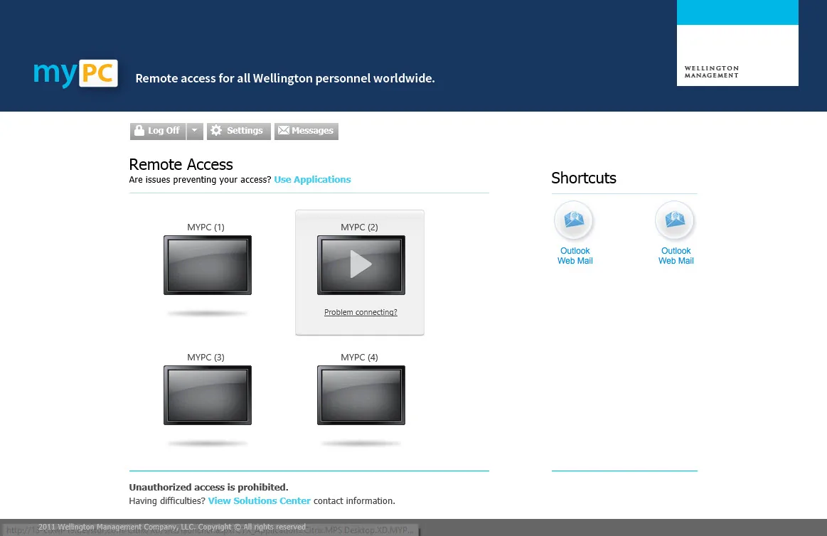 Wellington Management: Web Interface: Citrix Web Interface screenshot 2